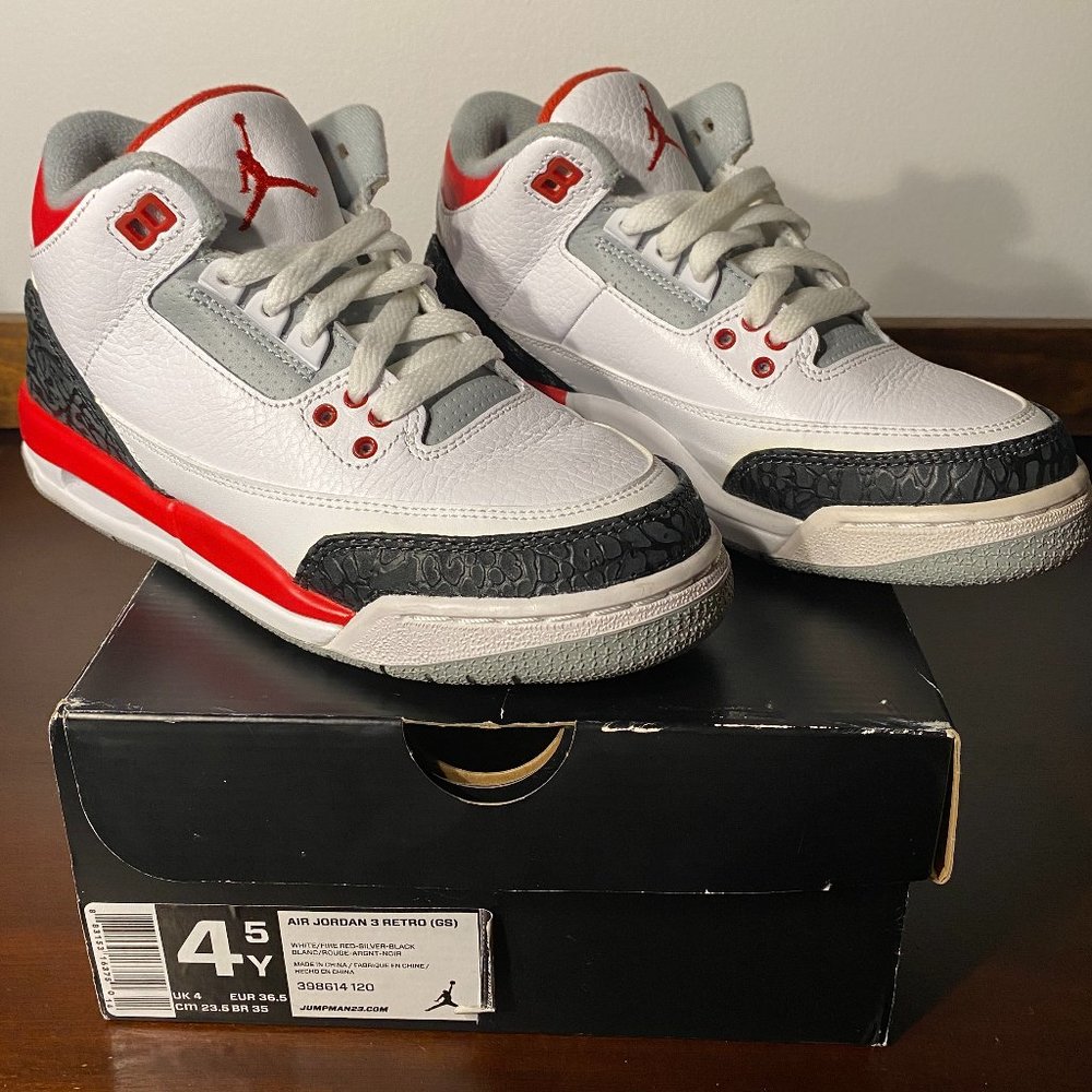 Air Jordan 3 Retro GS 2013 Fire Red Youth Size 4.5Y Women Size 6 Authentic